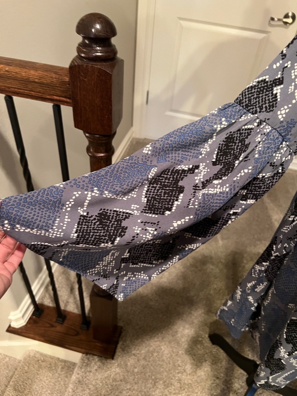 Buddy Love Blue, Black and White Patterned Button-Front Tunic - Picture 5 of 8